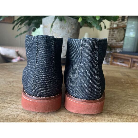 Rare🔥Unisex Mark McNairy Made in England Denim Chukka Boots US 7 UK 5 Red sole - Picture 4 of 10